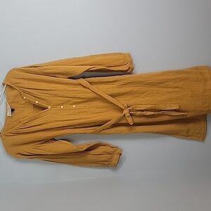 Universal Thread Gauze balloon sleeve midi dress + pockets xs